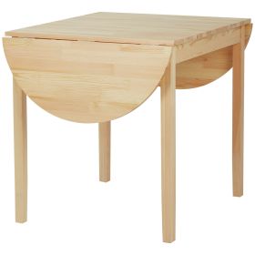 Compact Folding Dining Table 56" Small Space Wood Kitchen Table Drop Leaf Natural