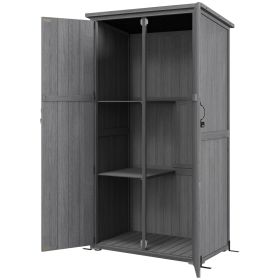 Wooden Outdoor Storage Cabinet Garden Shed with Waterproof Asphalt Roof and Lockable Doors, Gray