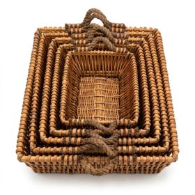 Multi-Functional Willow Baskets Set of 5 - Natural Nesting Storage Organizers for Home, Kitchen, Living Room and Bathroom