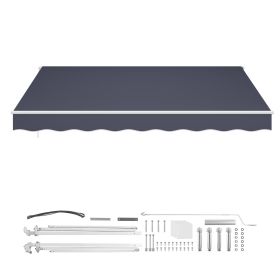Manual Retractable Awning, 13.1' x 9.8' Outdoor Patio Awning Retractable Sun Shade