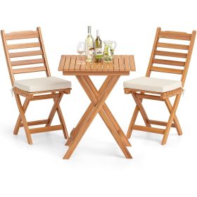 Folding Chair Table Set with Soft Seat Cushions and Table