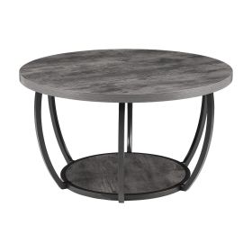 Coffee Table, Modern Round Coffee Table, 2 Tiers Wooden Circle Center Desk with Open Storage