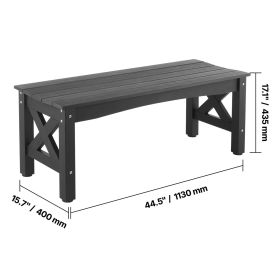 Outdoor Bench, 44.5 inch, 600 lbs Weight Capacity, Weatherproof Plastic Frame with Adjustable Level Footpads and Thick Leg, Outside Bench for Pat