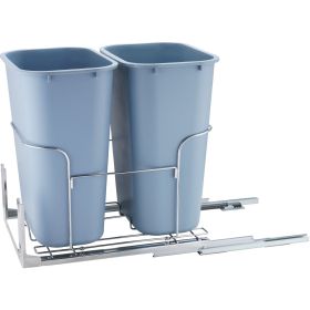 Pull-Out Trash Can, 35Lx2 Double Bins, Under Mount Kitchen Waste Container with Slide and Door Mounting Kit