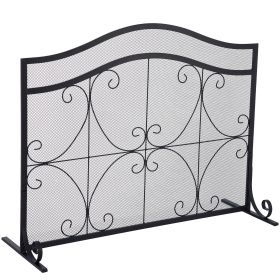 Fireplace Screen, 38 x 26.5 Inch,Heavy Duty Iron Freestanding Spark Guard with Support, Metal Mesh Craft