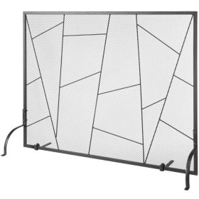 Fireplace Screen Single Panel, Sturdy Iron Mesh Fireplace Screen, 35.6"(L) x28.4"(H) Spark Guard Cover, Simple Installation