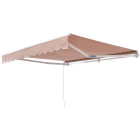 Manual Retractable Awning, 12 x 10 ft Outdoor Patio Awning Retractable Sun Shade