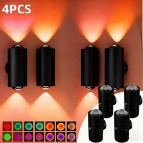 4pcs Rechargeable LED Night Light Wall Lamp Commercial StrobeLight Multi-color Mode Dimmable Indoor Light Magnetic StepLight For Entryway Bedside (Option: Black4PCS)