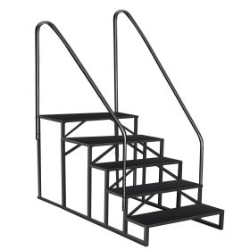 Hot Tub Steps Outdoor, RV Steps with Handrail, Portable RV Stairs 2/3/4/5 Step, Heavy Duty Truck Camper Steps Ladders for Travel Trailers, 5th Wh (size: 5 step 2 handrails)