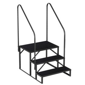 Hot Tub Steps Outdoor, RV Steps with Handrail, Portable RV Stairs 2/3/4/5 Step, Heavy Duty Truck Camper Steps Ladders for Travel Trailers, 5th Wh (size: 3 step 2 handrails)
