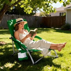Portable Folding Patio Chaise Lounge With Storage Pocket And Carry Bag | 250 Lbs Weight Capacity, Mesh Breathable Backrest, Alloy Steel Frame (Color: Green)