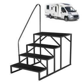 Hot Tub Steps Outdoor, RV Steps with Handrail, Portable RV Stairs 2/3/4/5 Step, Heavy Duty Truck Camper Steps Ladders for Travel Trailers, 5th Wh (size: 4 Steps)
