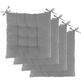 4Pcs Chair Cushion Pads Pillow 15.75x15.75x2.37in Soft Tie On Square Sitting Mats For Home Office Car Sitting Travel (Color: Gray, size: One size)